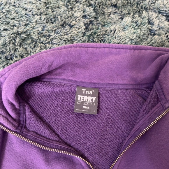 Rare Deadstock Aritzia Tna Terry Fleece Mega 1/4 Zip Pullover Size 2 Purple - Picture 5 of 6